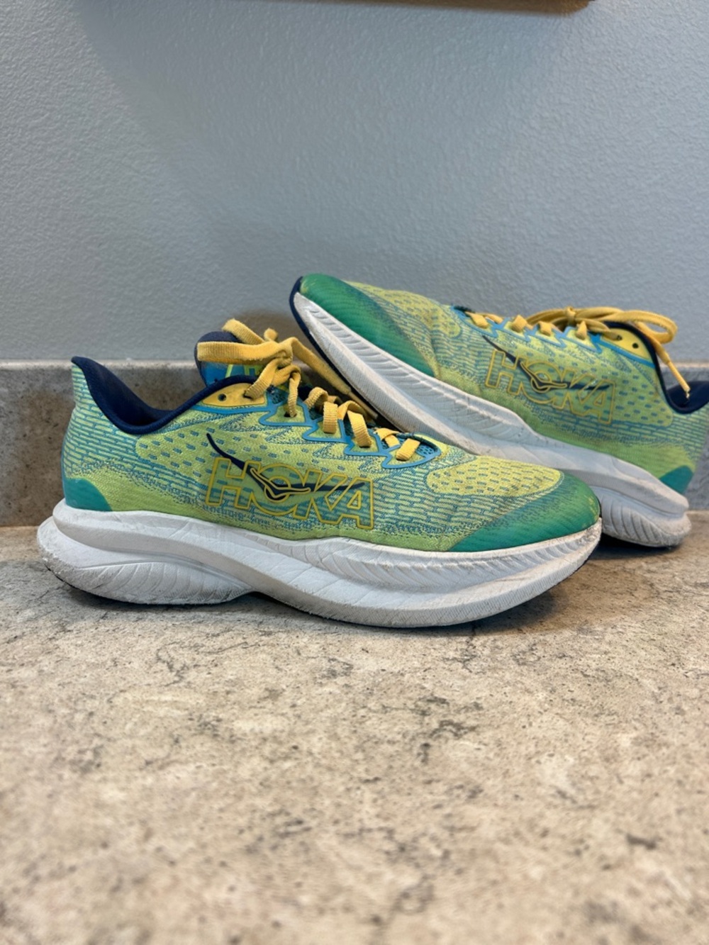 Hoka Lightweight Road Runners in Green & Yellow